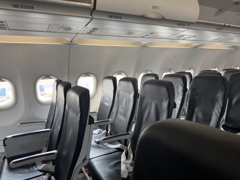 a row of seats in an airplane