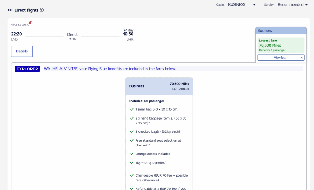 a screenshot of a flight ticket