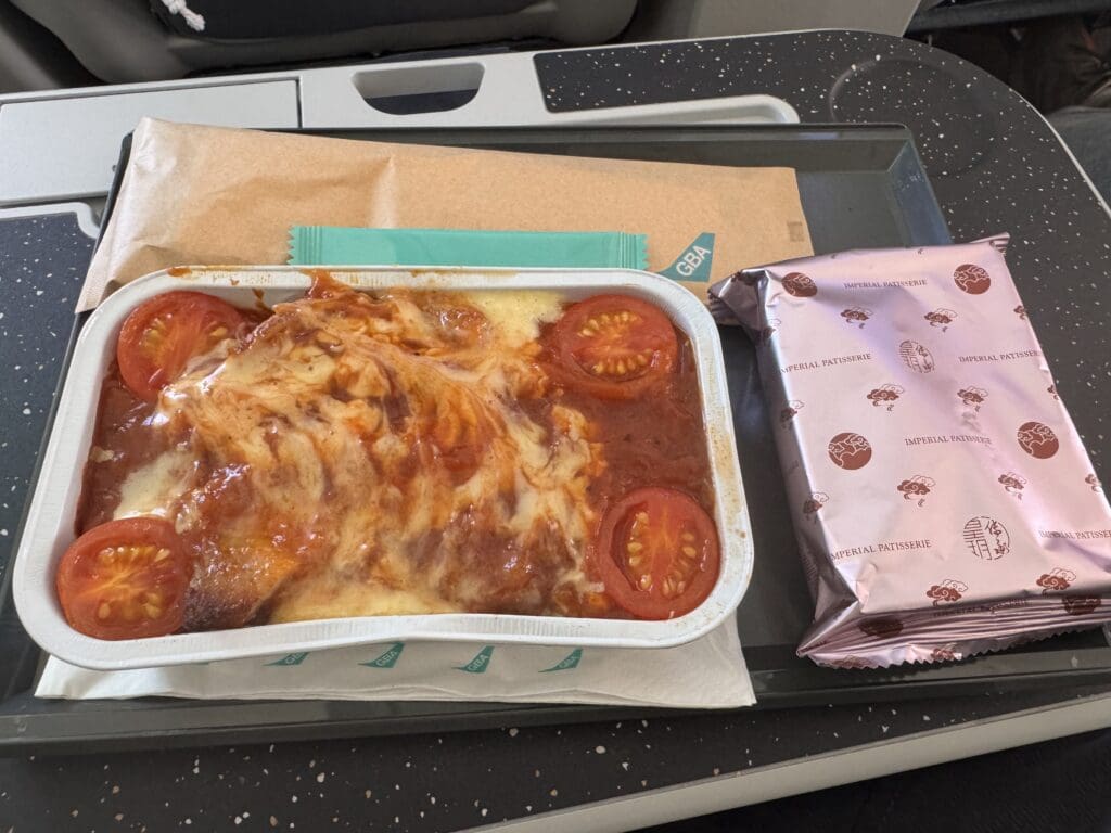 food in a tray on a tray