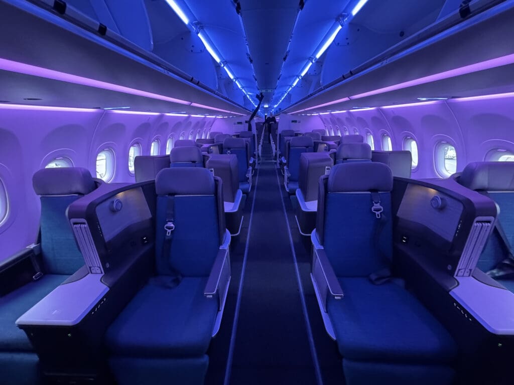 a row of seats in an airplane