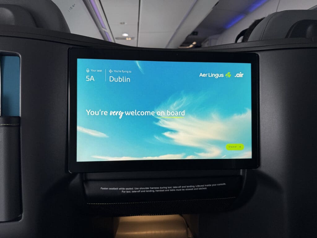 a screen on an airplane