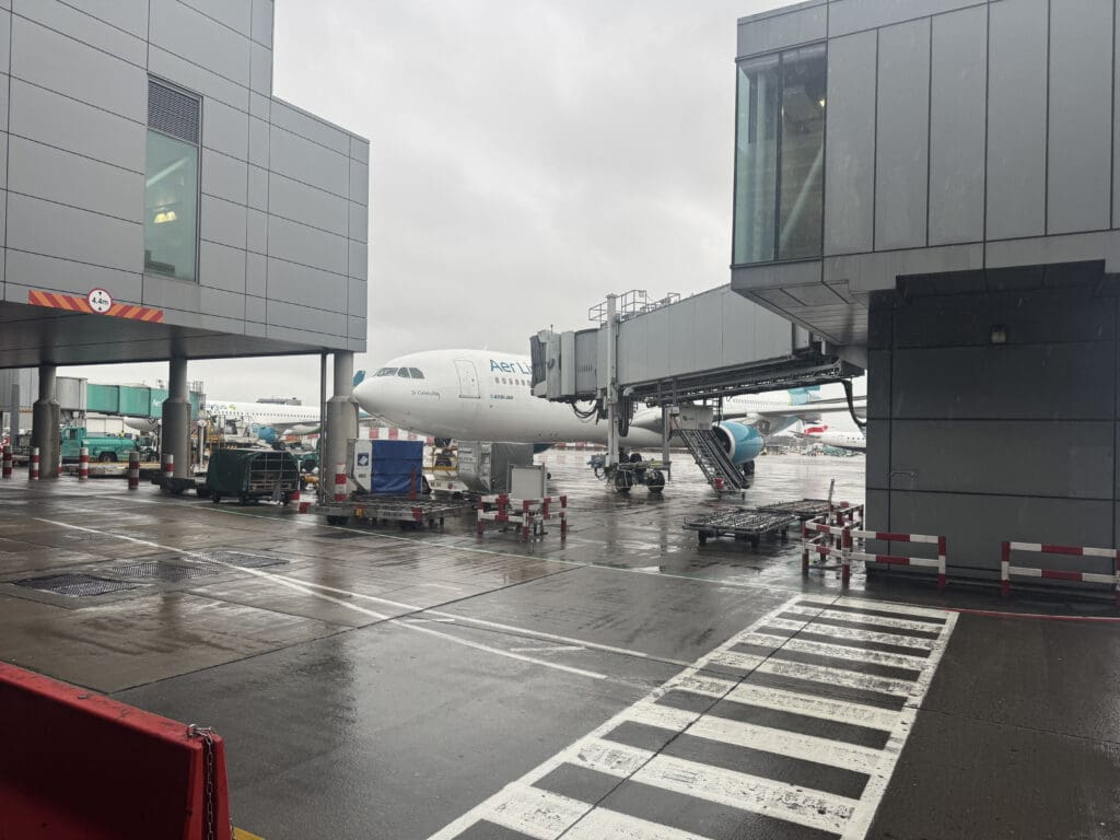 an airplane parked at an airport
