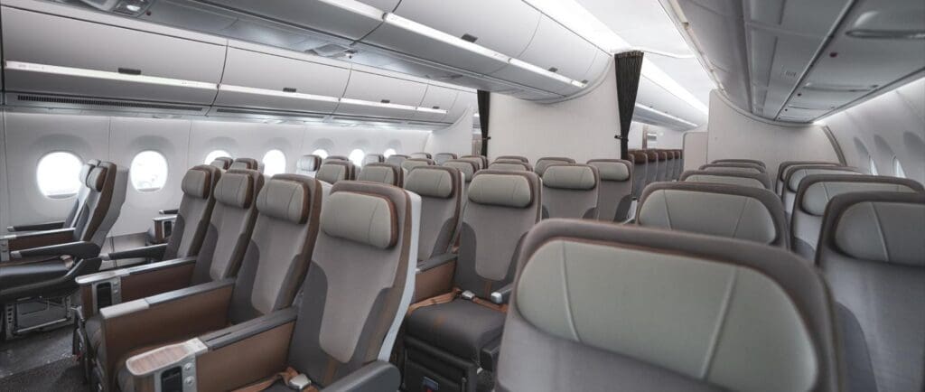 a row of seats in an airplane