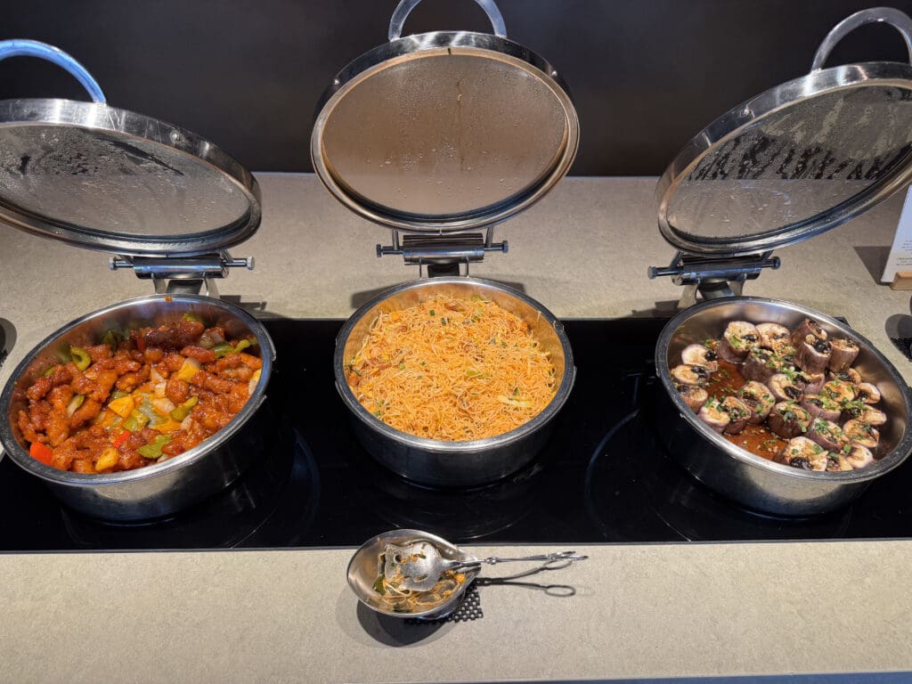 a group of bowls of food