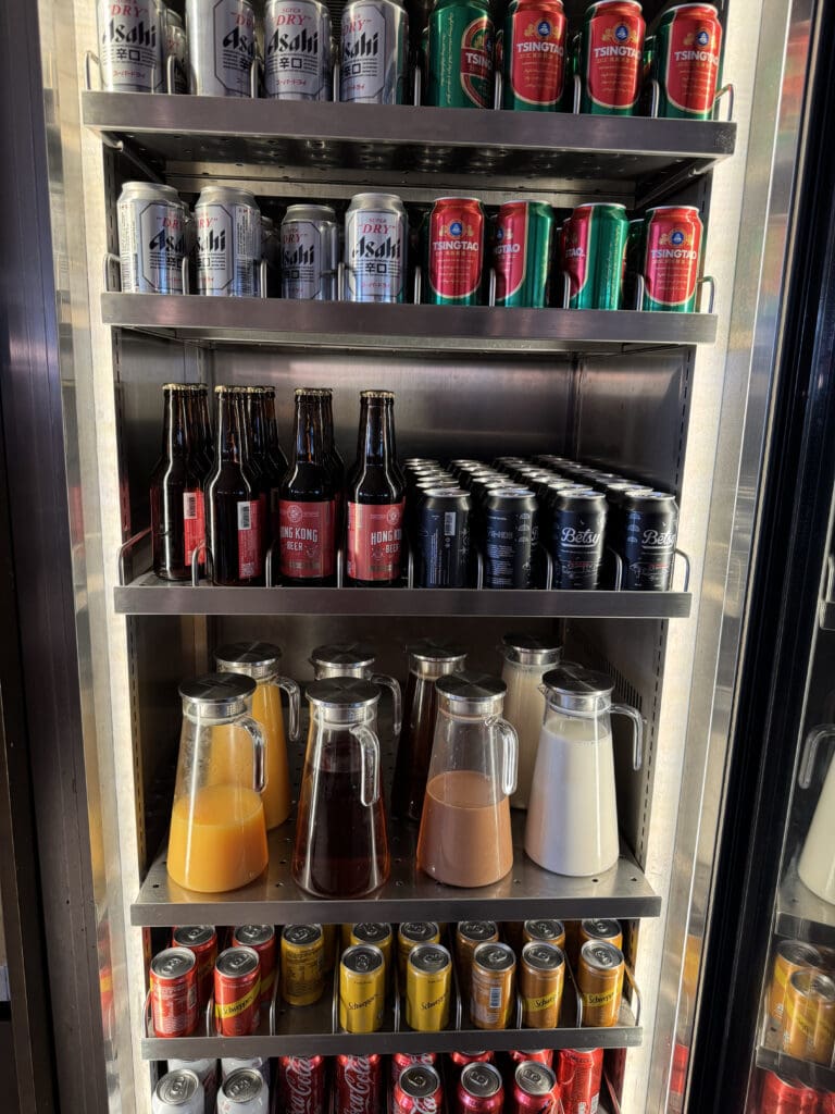 a shelf of beverages and drinks