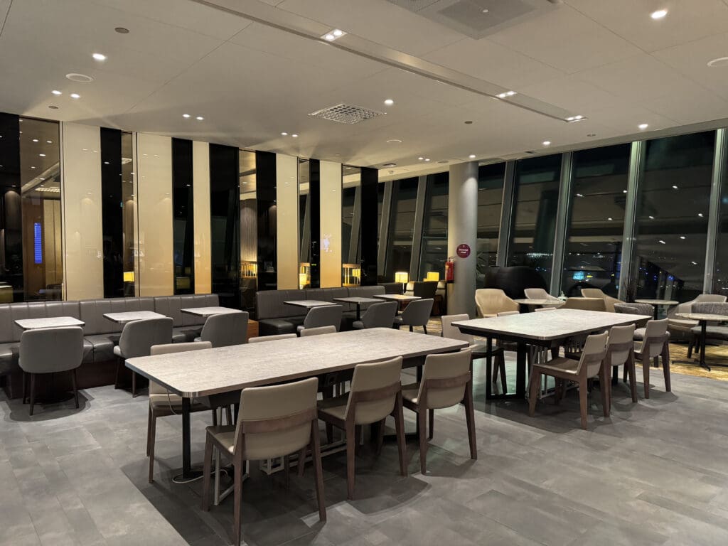 a room with tables and chairs