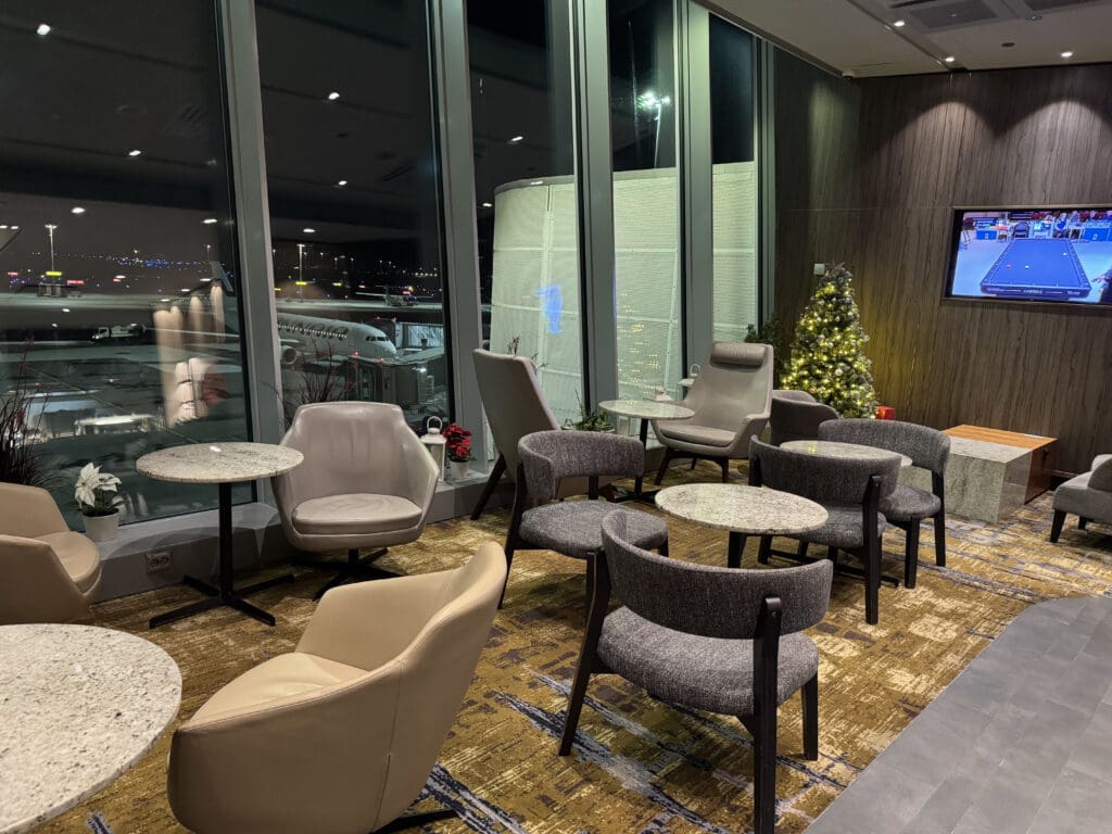 a room with chairs and tables