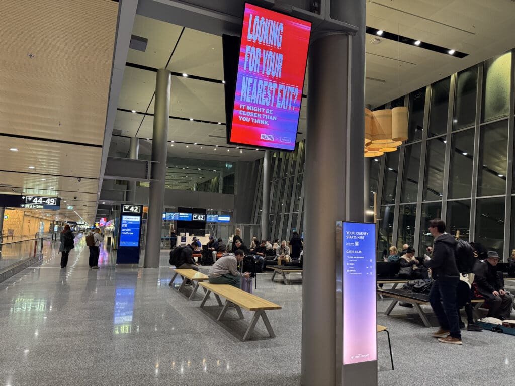 a group of people in a terminal