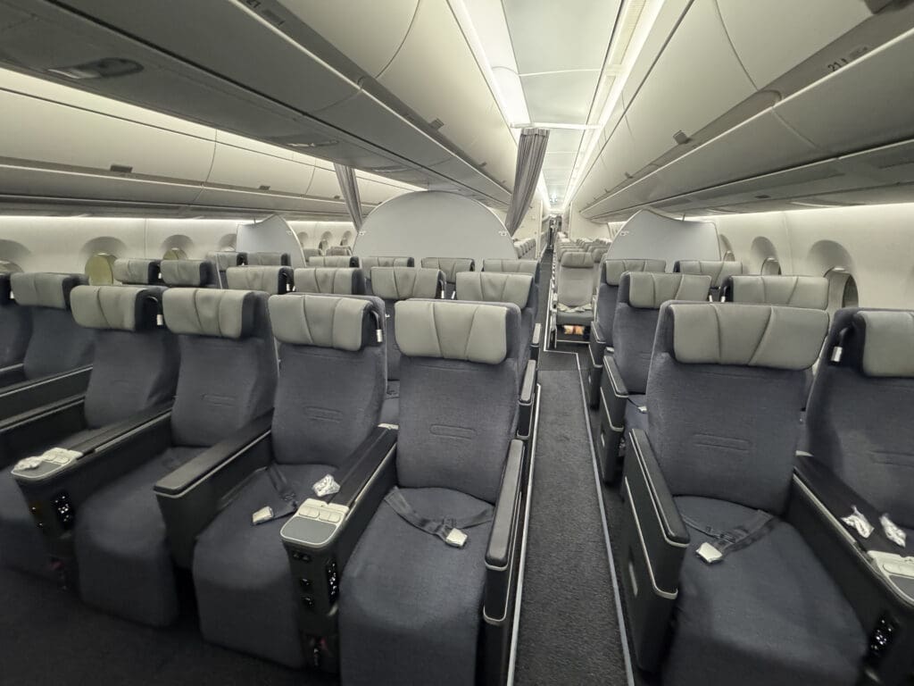 a row of seats in an airplane