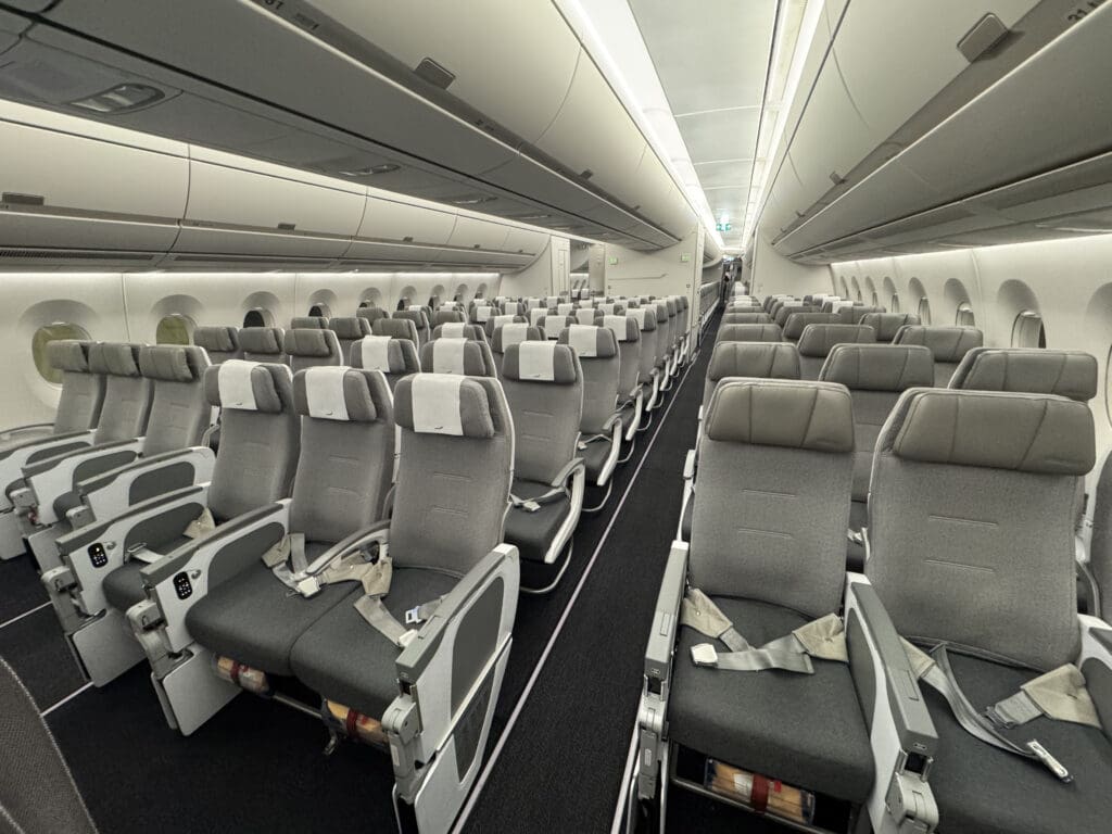 a row of seats in an airplane