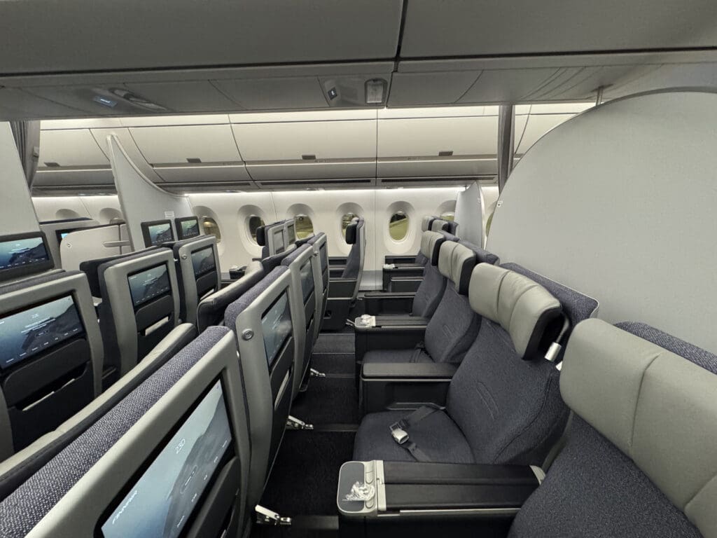 a row of seats in an airplane