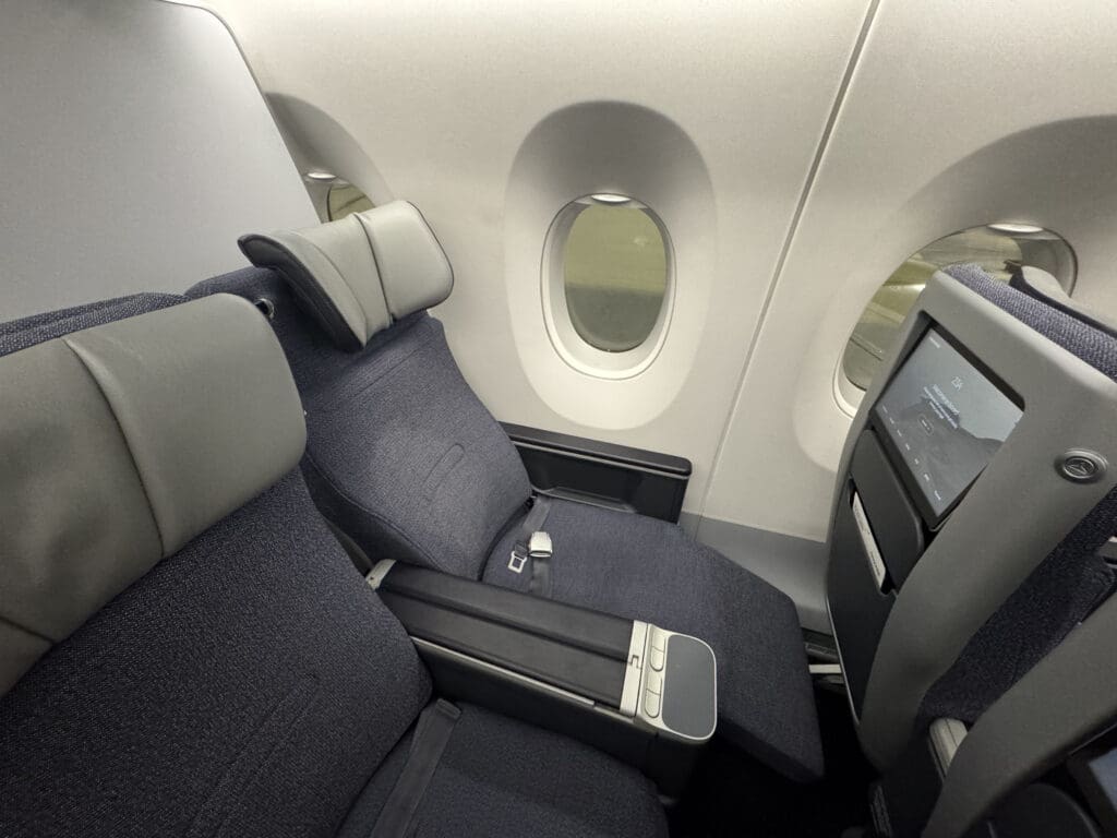 a seat in an airplane