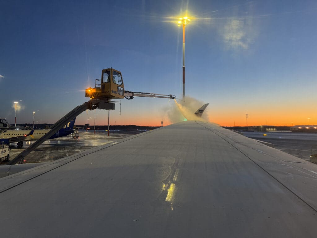 a plane on the runway