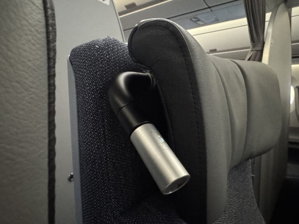 a seat with a microphone on it
