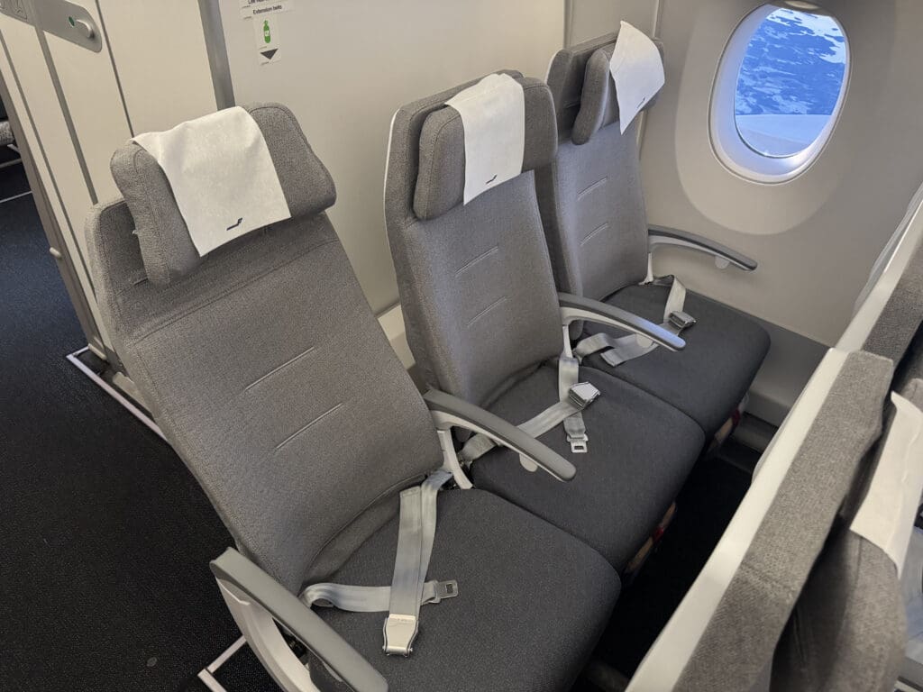 a row of seats in an airplane