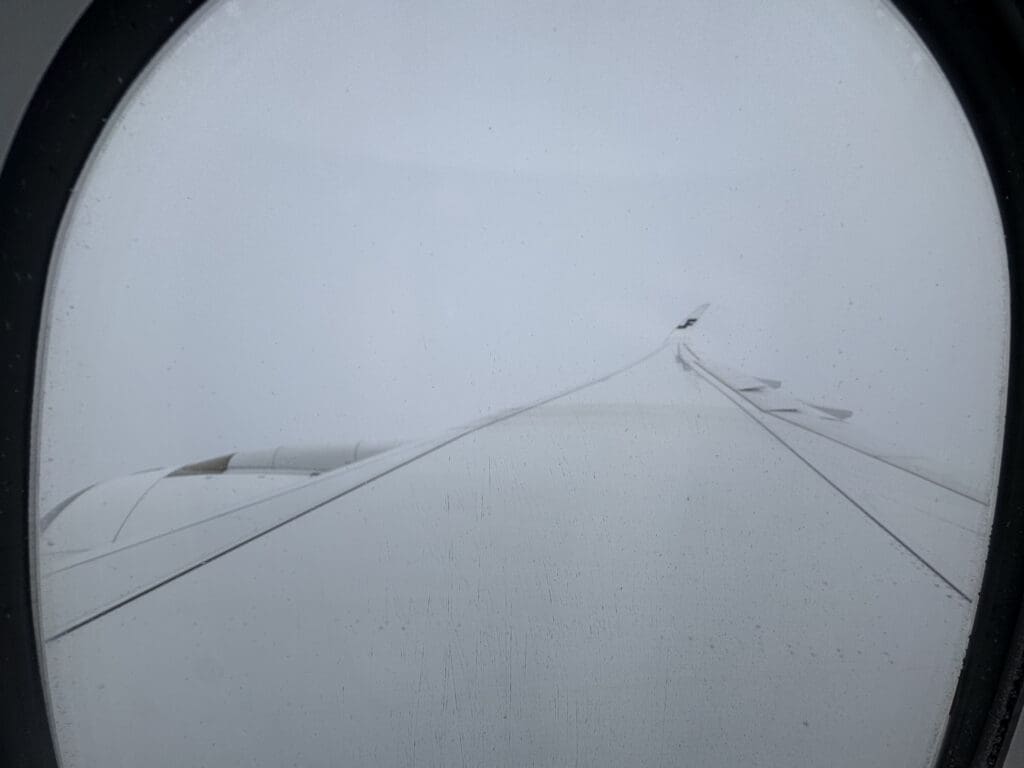 a view from a window of an airplane