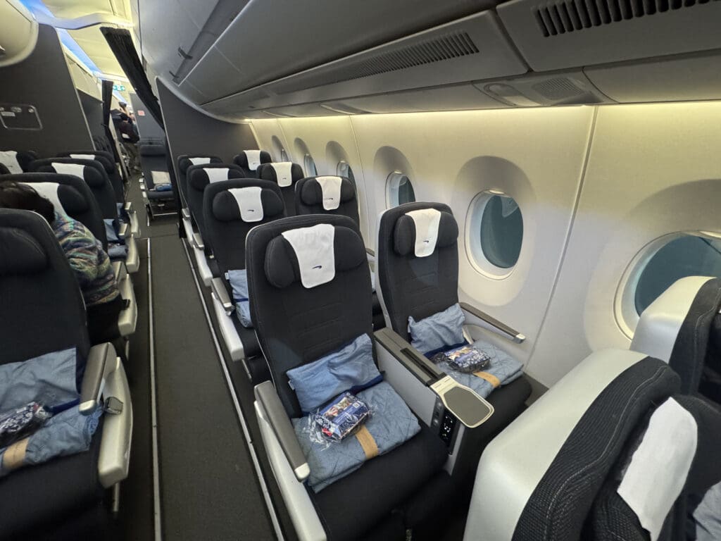 a row of seats in an airplane