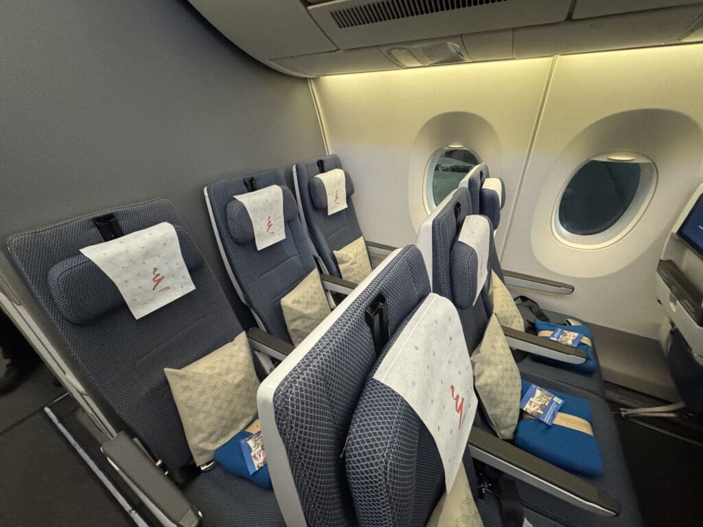 a row of seats in an airplane