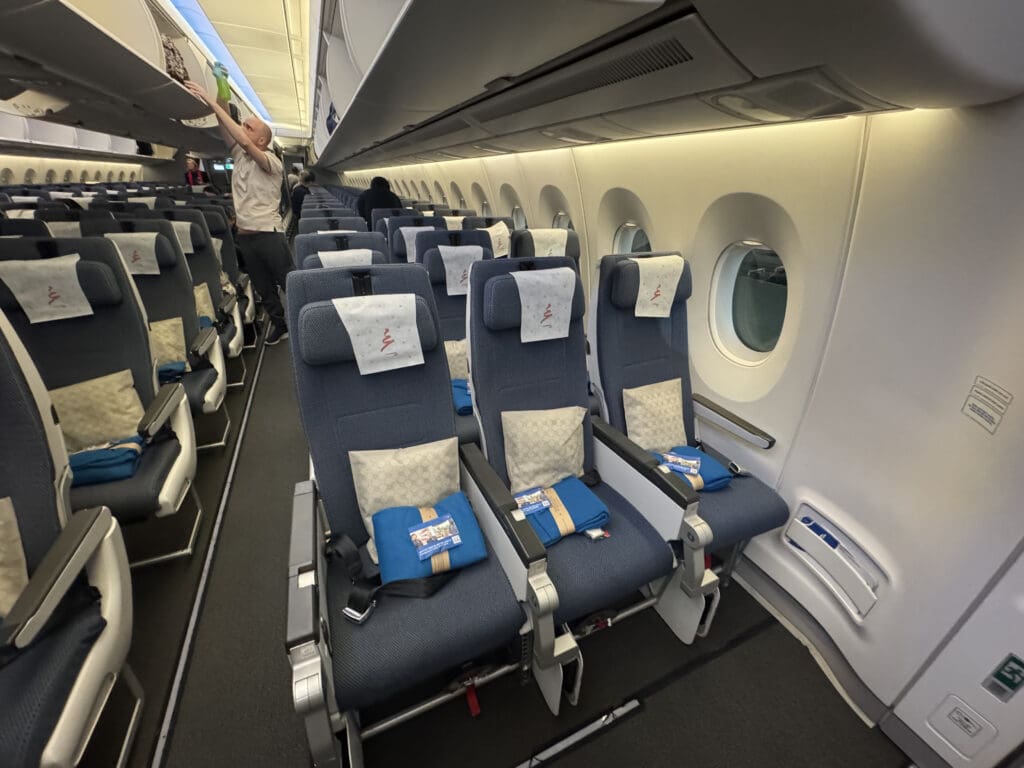a row of seats in an airplane
