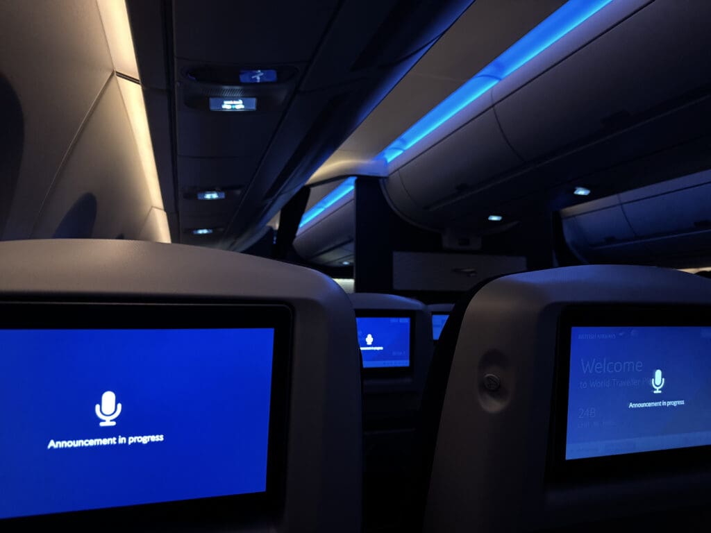 a seat with a screen on it