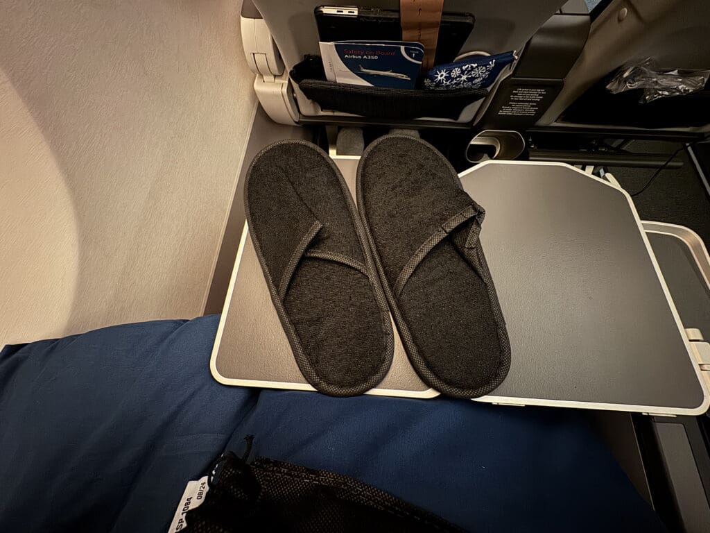 a pair of slippers on a tray