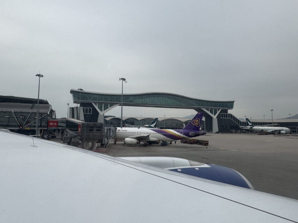 a plane parked at an airport