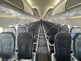 a row of seats in an airplane