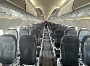 a row of seats in an airplane