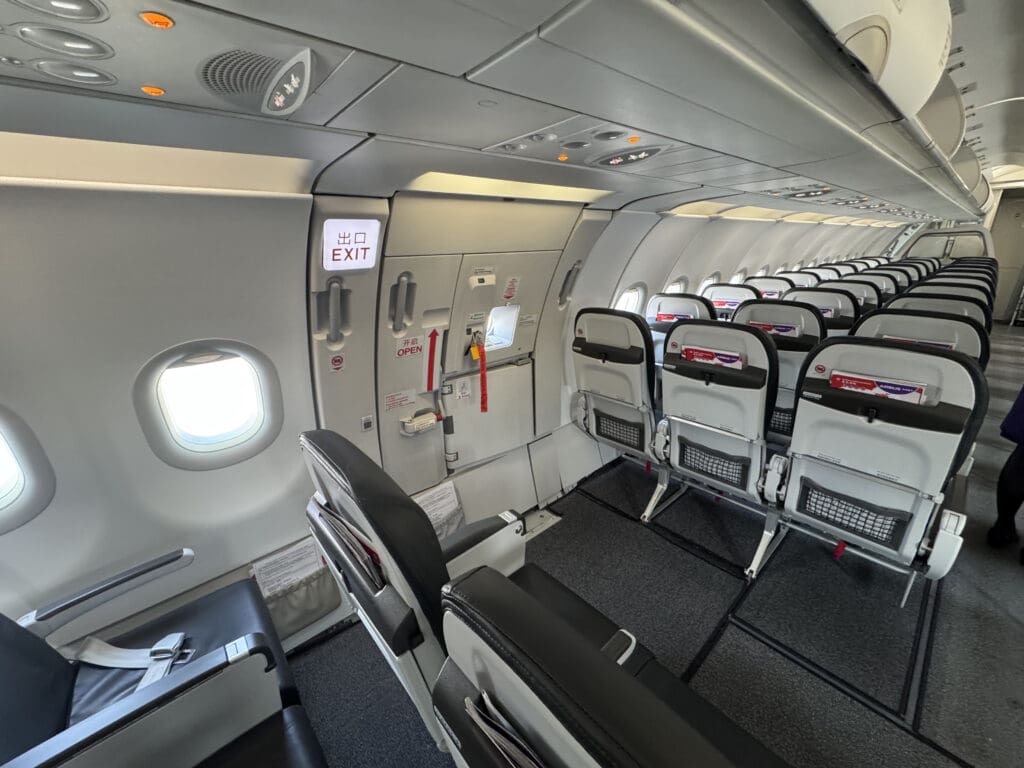 an airplane with seats and windows