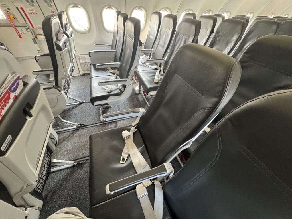 a row of seats in an airplane