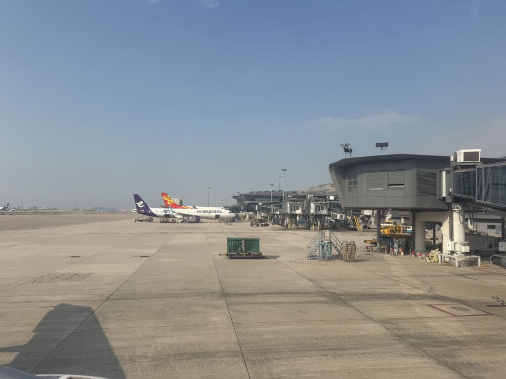 a plane on the runway