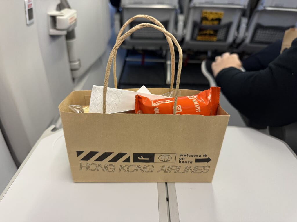 a brown bag with food in it