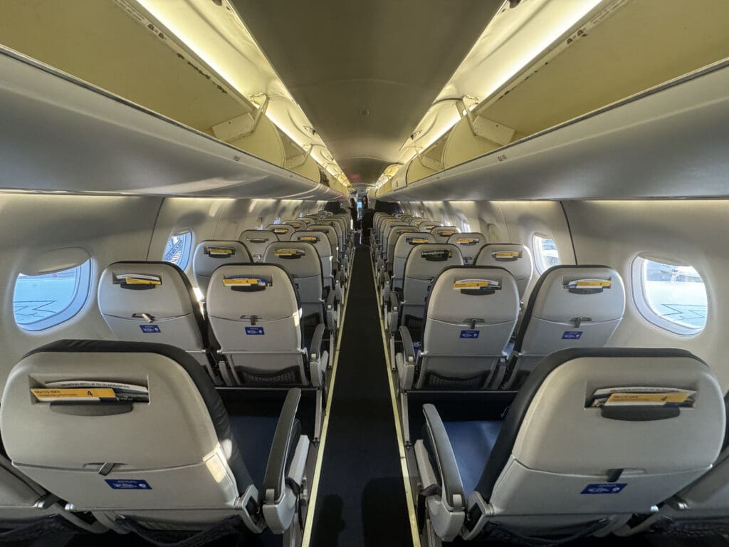 rows of seats in an airplane