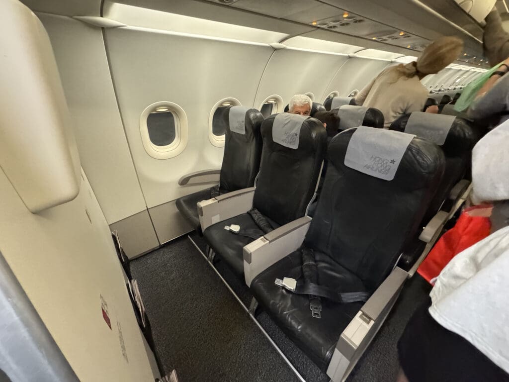 a group of people in an airplane