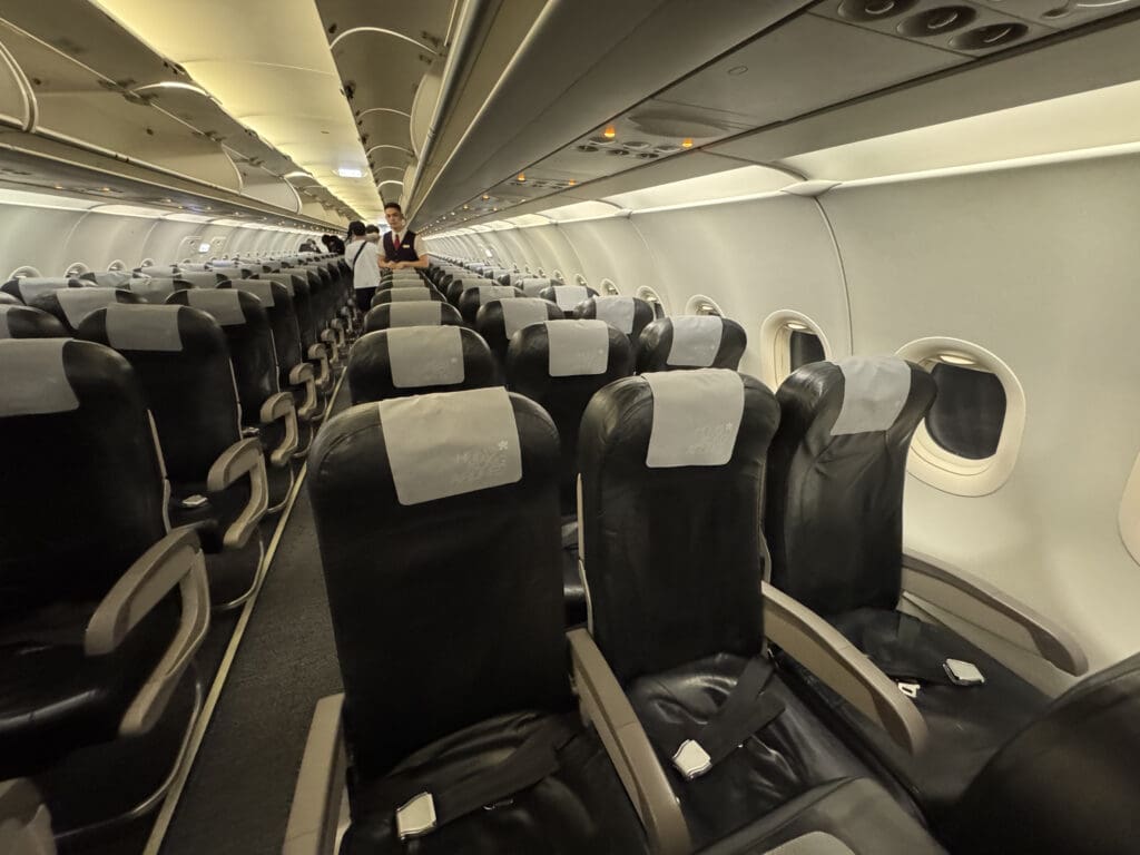 a row of seats on an airplane