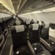 a row of seats on an airplane