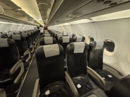 a row of seats on an airplane