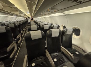 a row of seats on an airplane