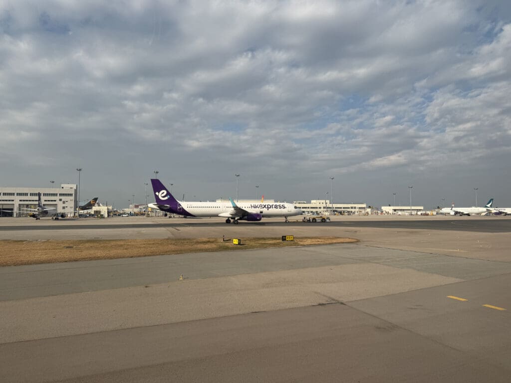 a plane on the runway