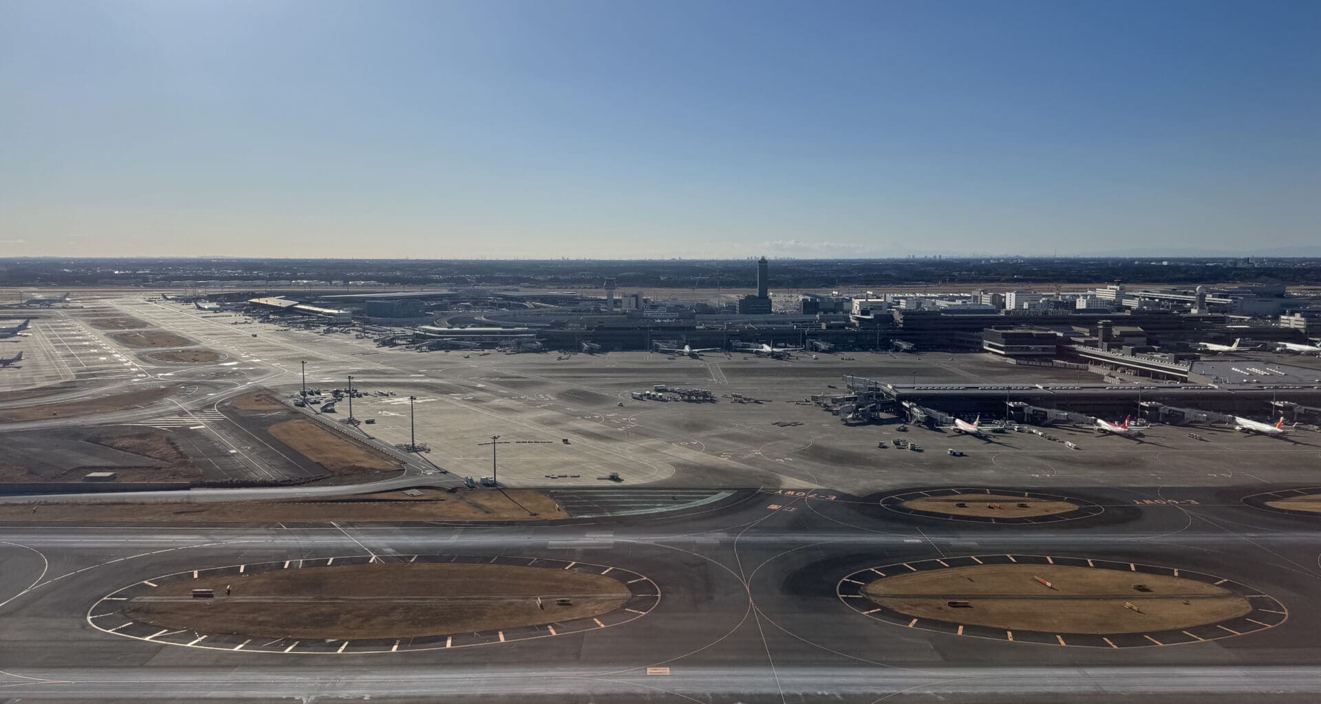 an aerial view of a runway