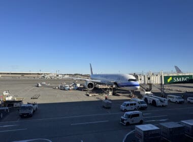 an airplane parked at an airport