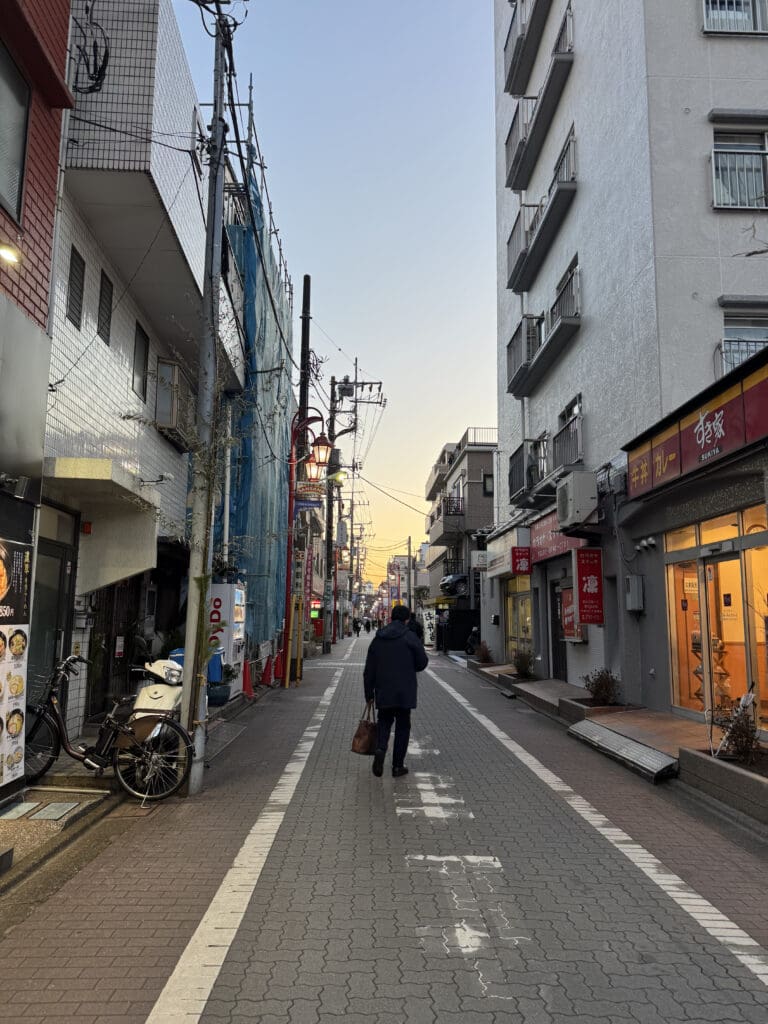 a person walking down a street