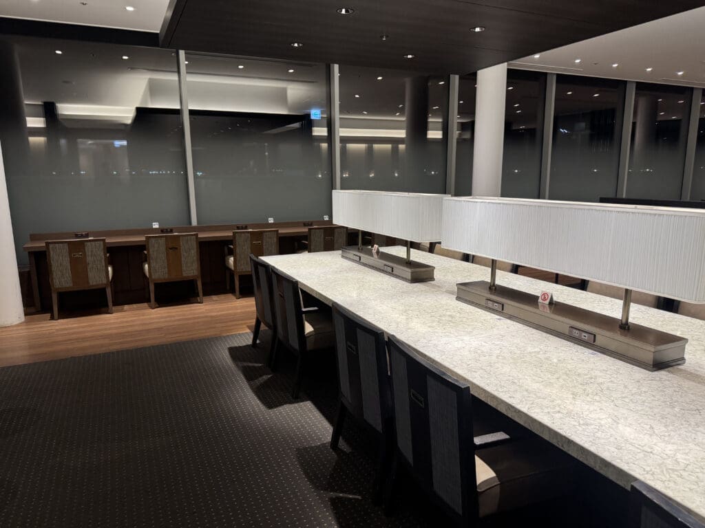 a room with a table and chairs