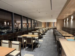 a room with tables and chairs