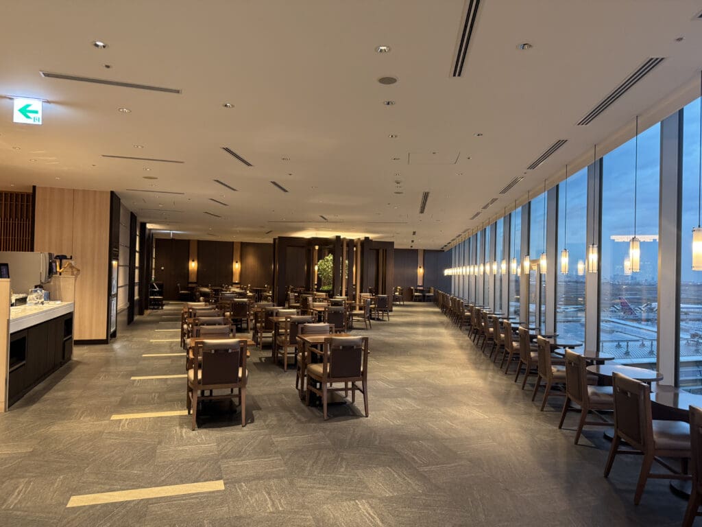 a room with chairs and tables