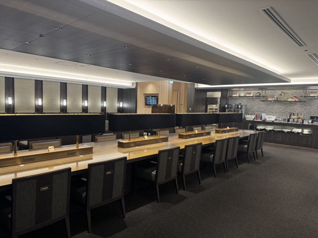 a large room with a large table and chairs