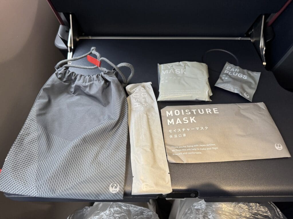 a bag and packages on a table