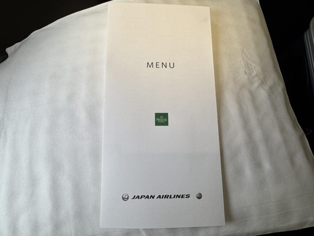 a menu on a white surface