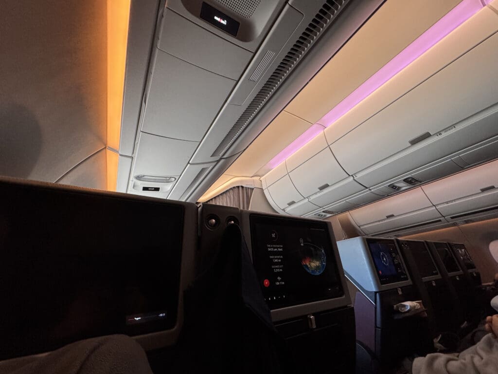 a view of the inside of an airplane