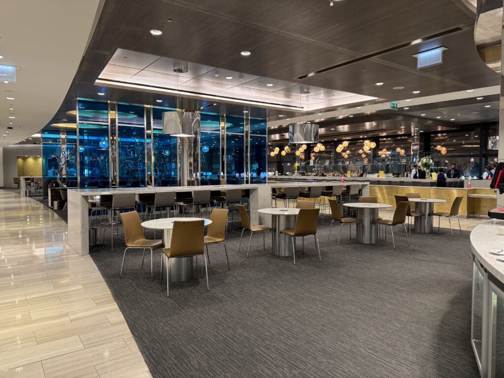 a room with tables and chairs